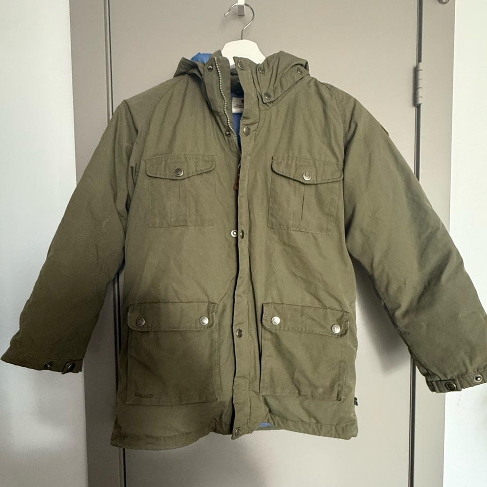Fjallraven Kids Forest Green Hooded Puffer Jacket